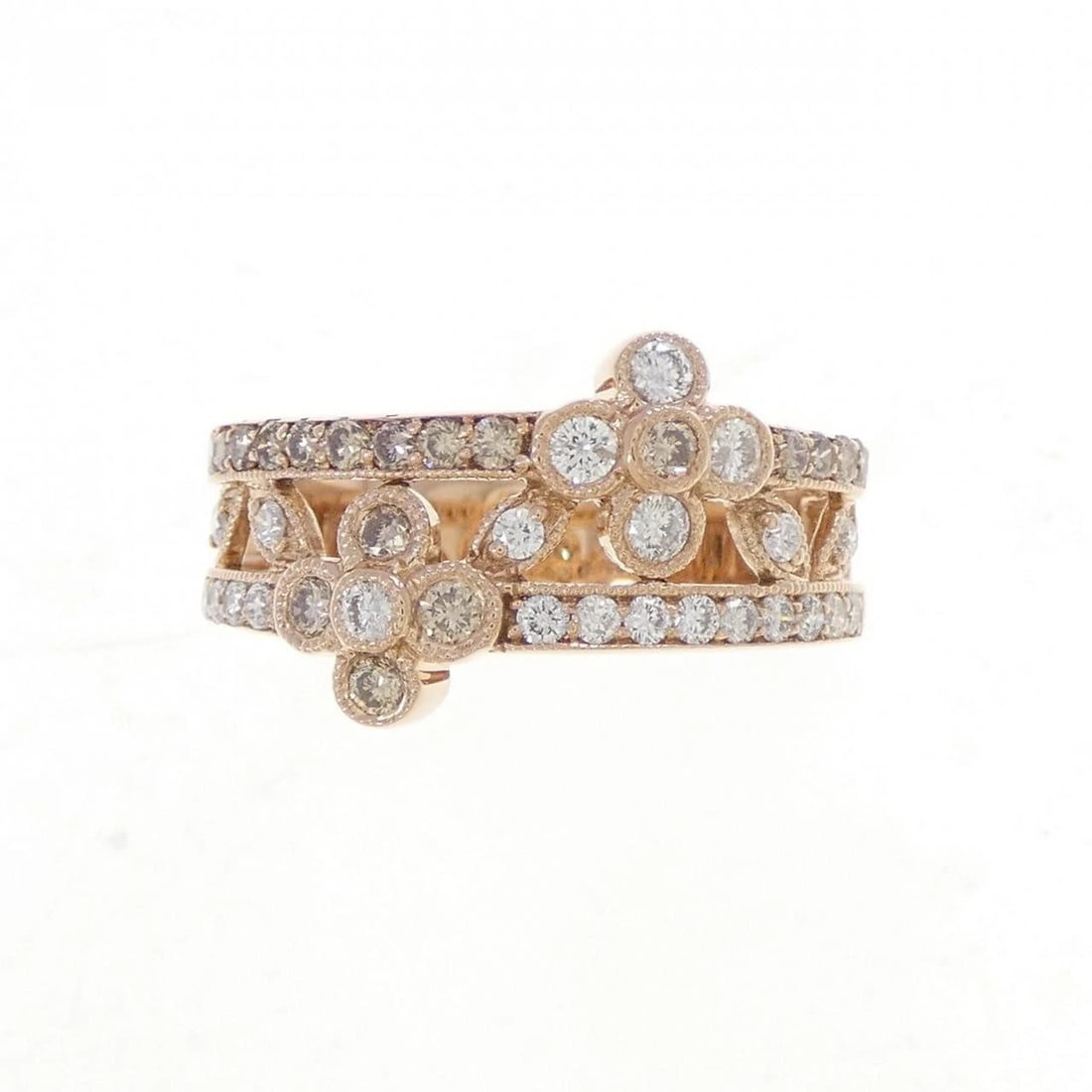 K18PG FLOWER DIAMOND RING: K18PG Flower Diamond Ring Brand: Unbranded Type/Style: Diamond Ring Material: K18PG, Main Stone/Creation NATURAL Color: pink Gold Size: US 5 1/4 Accessories: None Accessories Notice: When purchasing