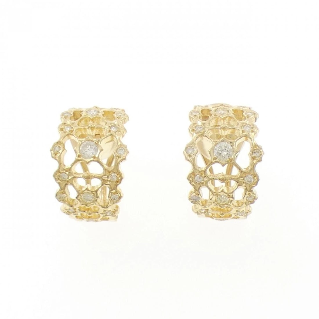 K18YG DIAMOND PIERCE/EARRING: K18YG Diamond Pierce/Earring Brand: Unbranded Type/Style: Diamond Pierce/Earring Material: K18YG, Main Stone/Creation Natural Color: Yellow gold Size: Actual Size Approx. length x width: 19.6mm x