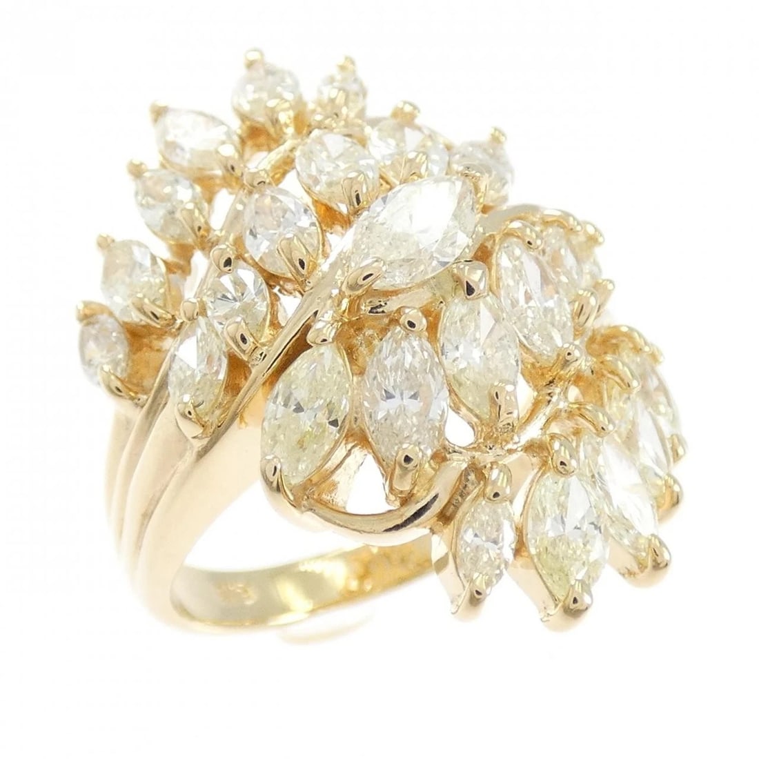 K18YG DIAMOND RING: K18YG Diamond Ring Brand: Unbranded Type/Style: Diamond Ring Material: K18YG, Main Stone/Creation Natural Color: Yellow Gold Size: US 5 1/4 Accessories: None Accessories Notice: When purchasing