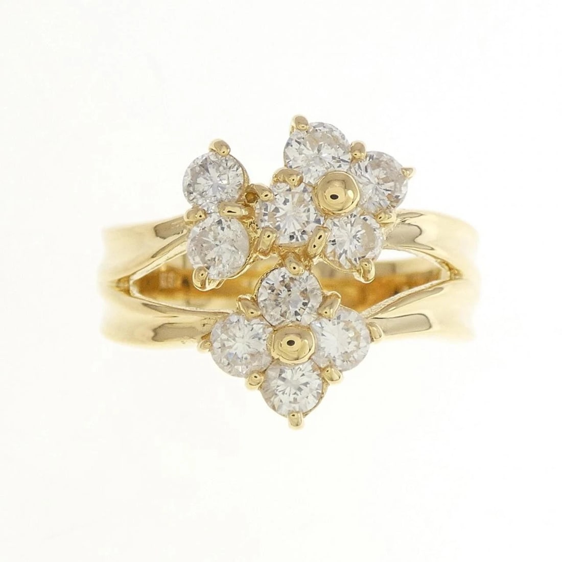K18YG FLOWER DIAMOND RING - 2