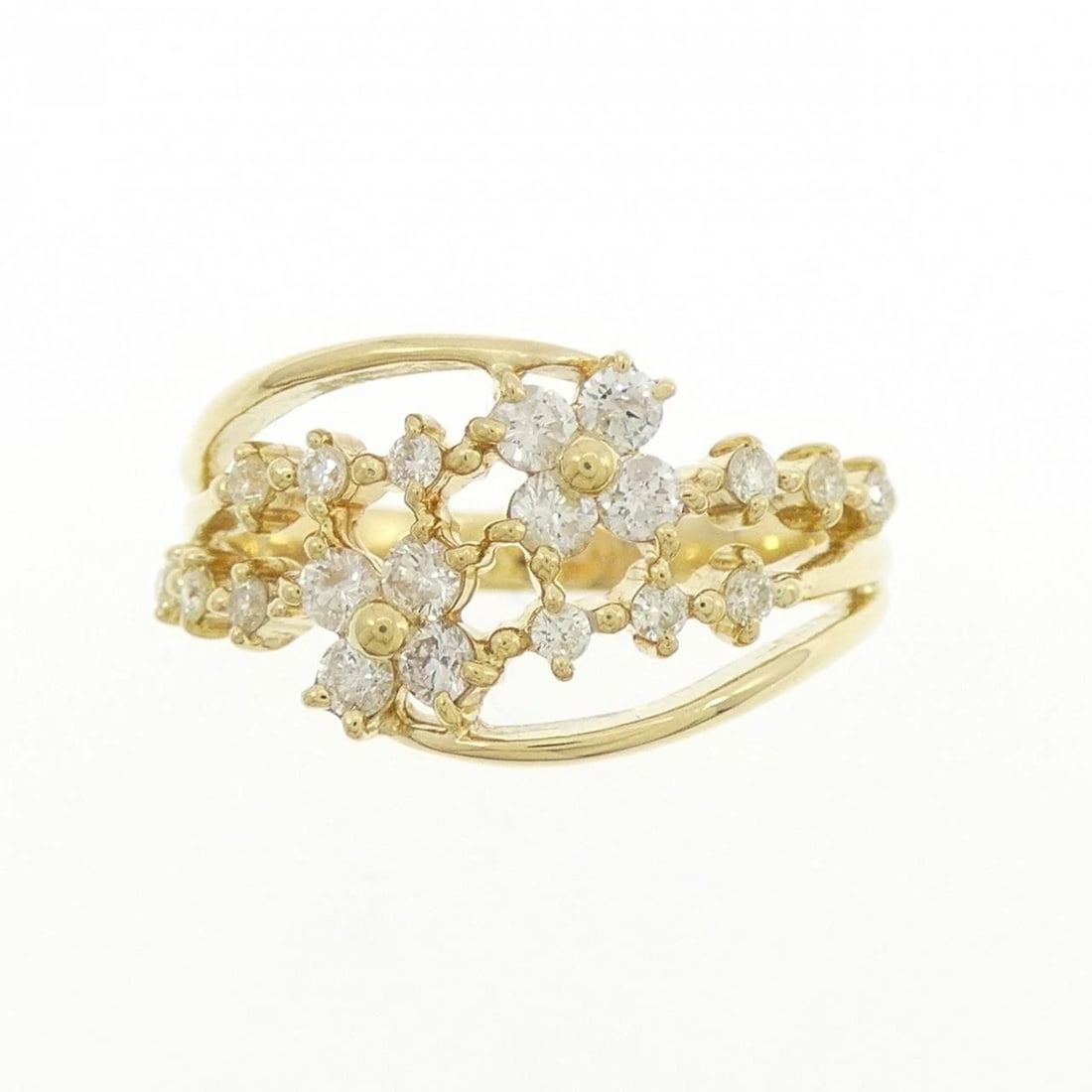 K18YG FLOWER DIAMOND RING - 2