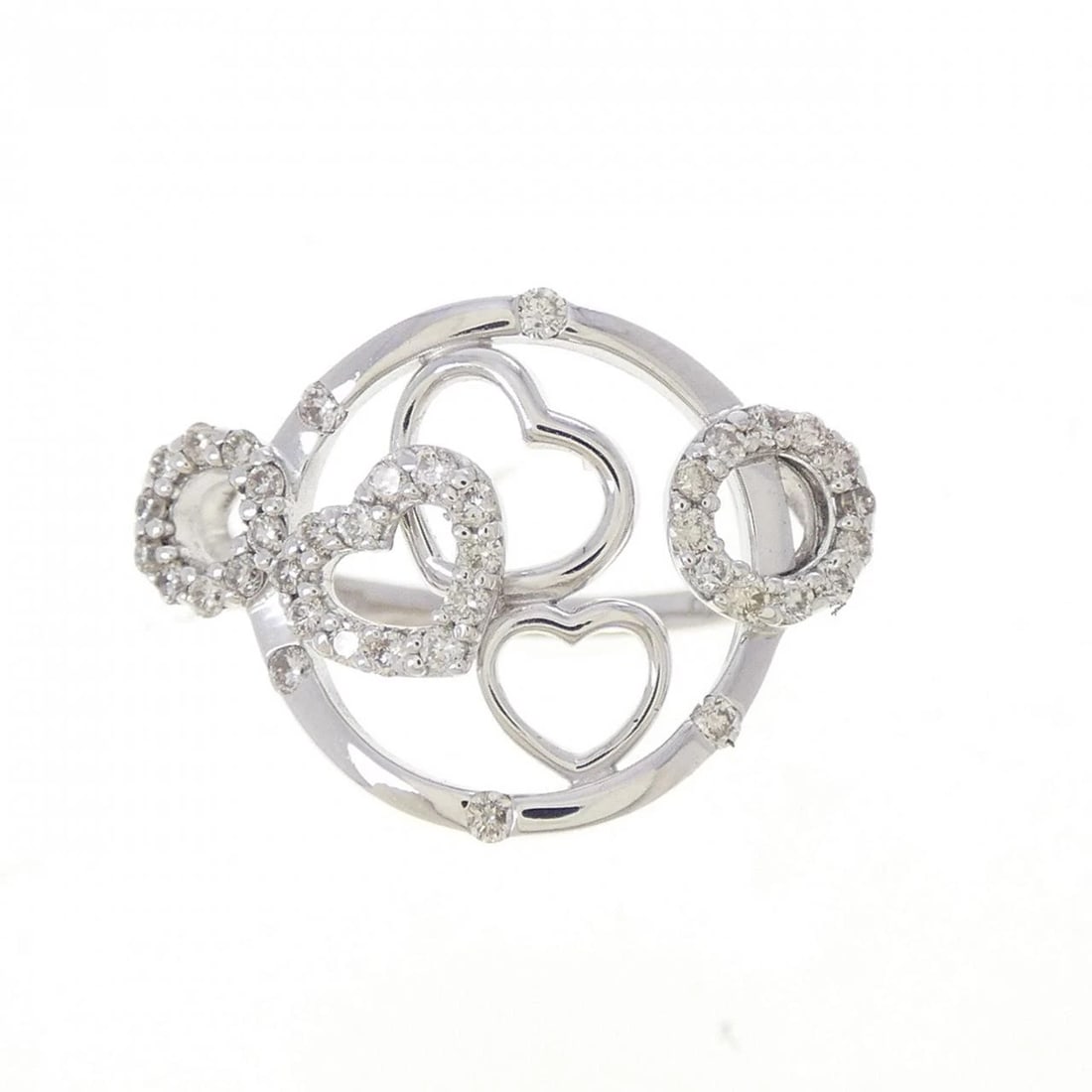 K18WG HEART DIAMOND RING - 2