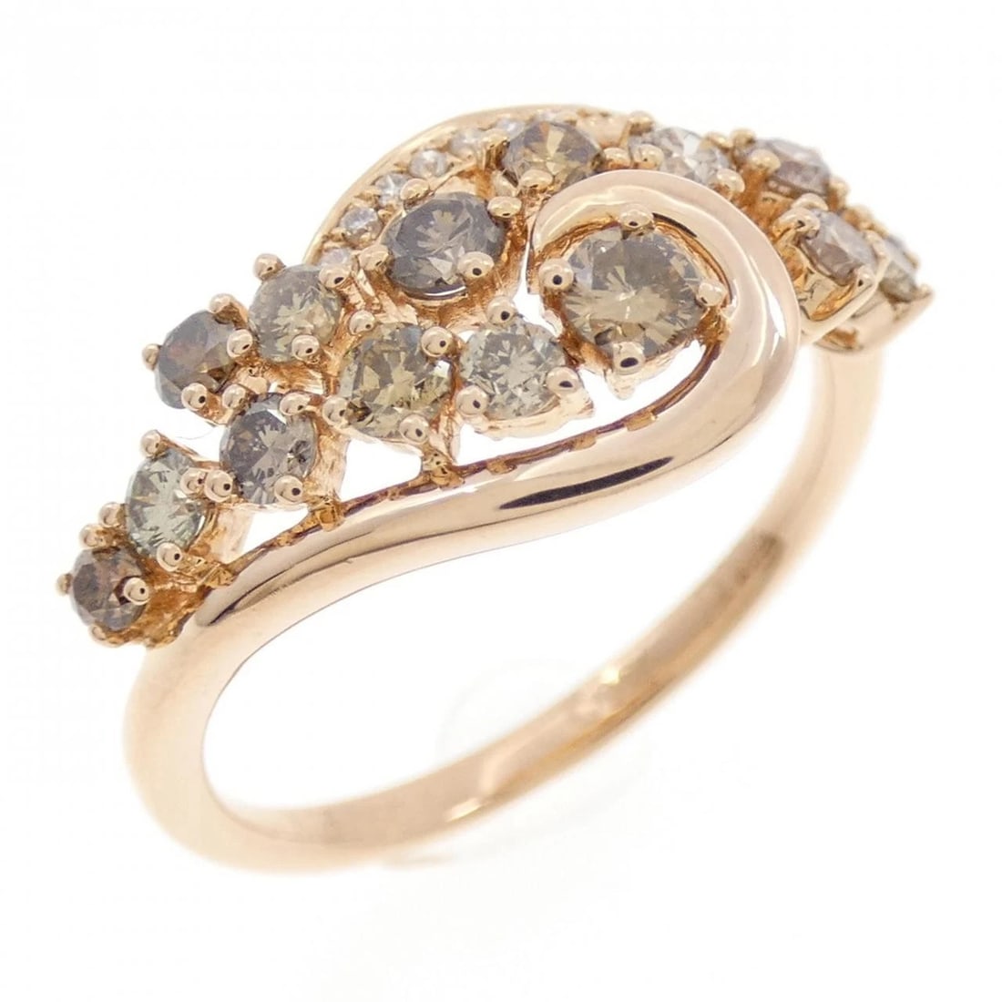 K18PG DIAMOND RING: K18PG Diamond Ring Brand: Unbranded Type/Style: Diamond Ring Material: 18k Pink Gold, Main Stone/Creation Natural Color: Pink Gold Size: US 6 1/2 Accessories: None Accessories Notice: When purchasing