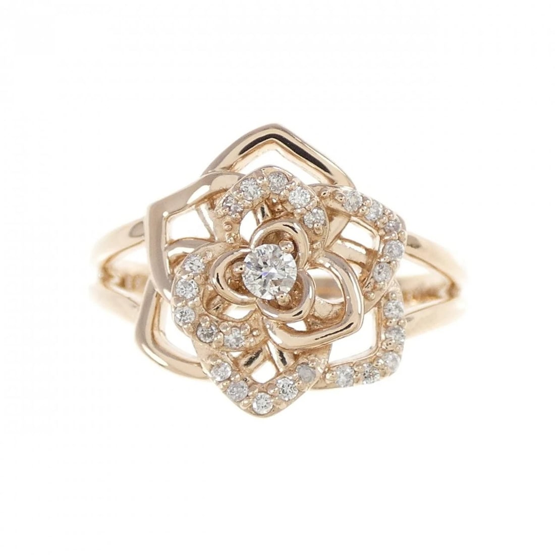 K18PG FLOWER DIAMOND RING: K18PG Flower Diamond Ring Brand: Unbranded Type/Style: Diamond Ring Material: K18PG, Main Stone/Creation Natural Color: pink Gold Size: US 6 1/4 Accessories: None Accessories Notice: When purchasing