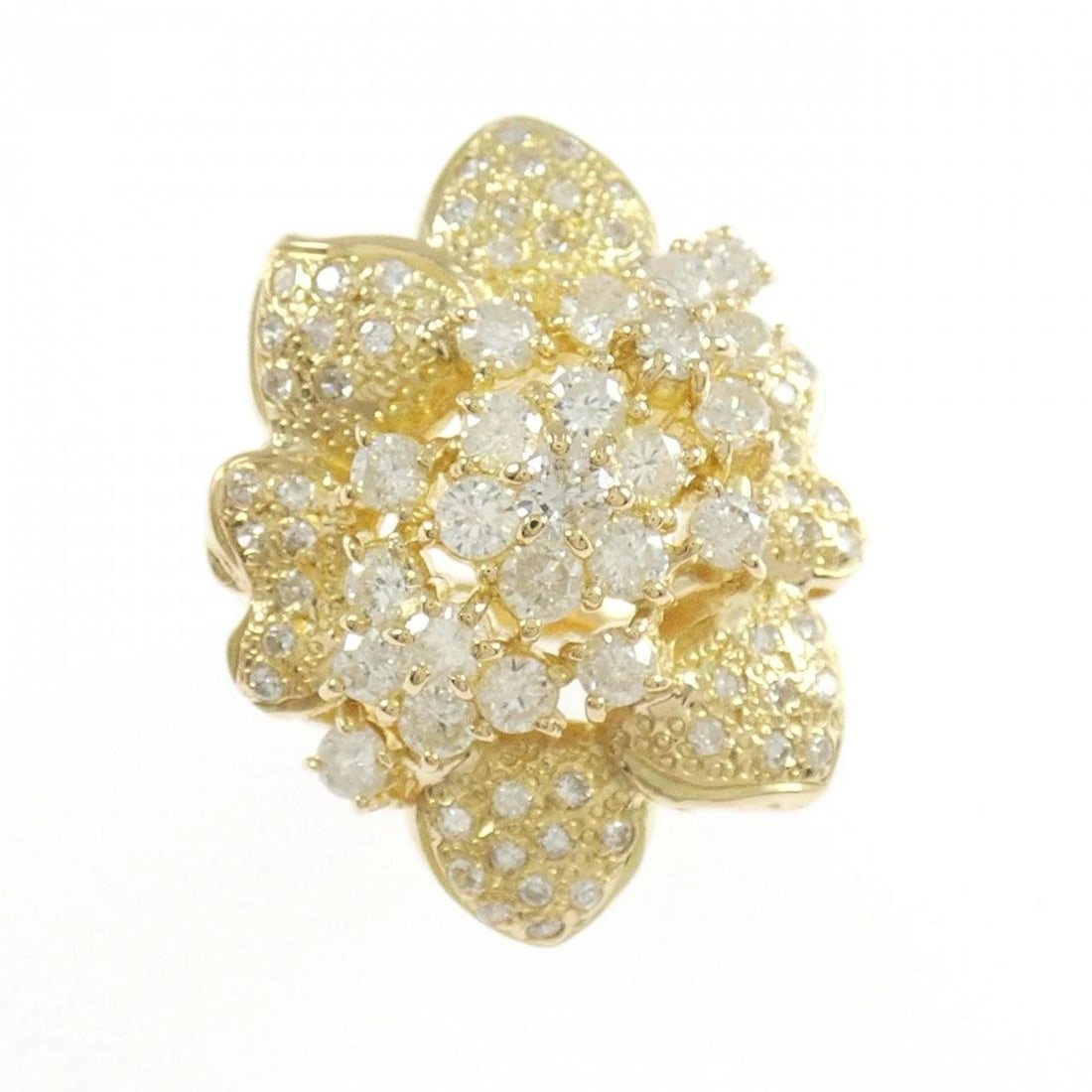 K18YG FLOWER DIAMOND RING - 2