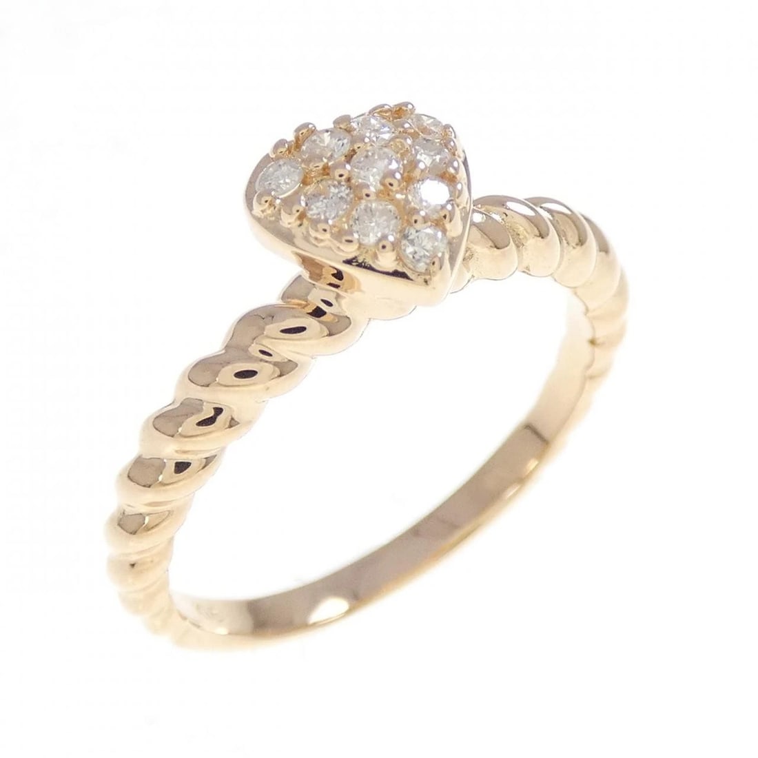K18PG HEART DIAMOND RING: K18PG Heart Diamond Ring Brand: Unbranded Type/Style: Diamond Ring Material: 18k Pink Gold, Main Stone/Creation Natural Color: Pink Gold Size: US 5 1/4 Accessories: None Accessories Notice: When