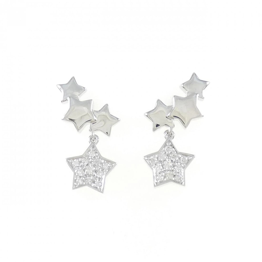 K18WG STAR DIAMOND PIERCE: K18WG Star Diamond Pierce Brand: Unbranded Type/Style: Diamond Pierce/Earring Material: K18WG, Main Stone/Creation NATURAL Color: White Gold Size: Actual Size Approx. height x width: 20.9mm x 9.1mm