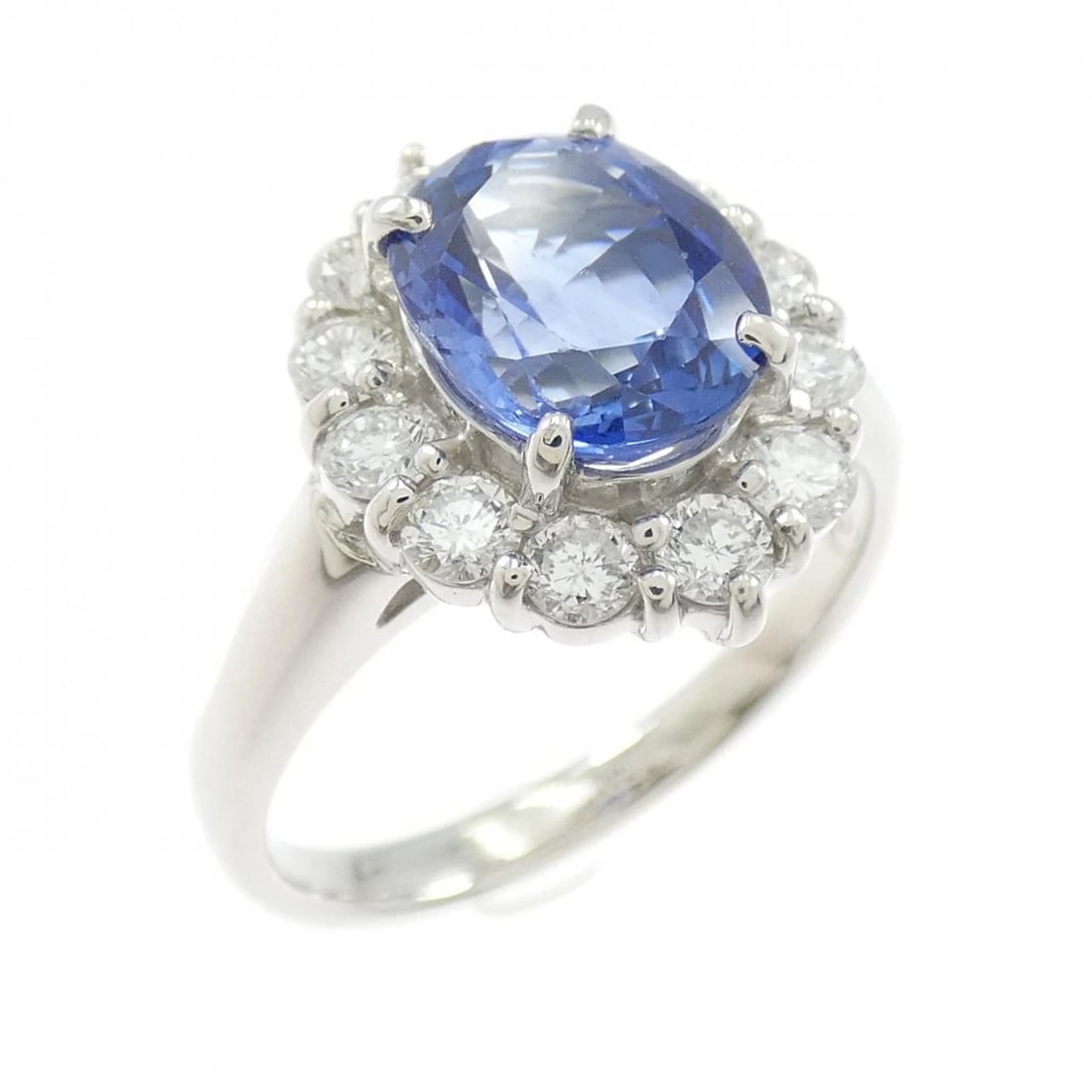 PT850 SAPPHIRE RING: PT850 Sapphire Ring Brand: Unbranded Type/Style: Sapphire Ring Material: PT850, Main Stone/Creation SapphireSecondaryStoneDiamond Color: Silver Size: US 5 1/4 Accessories: None Accessories Notice: