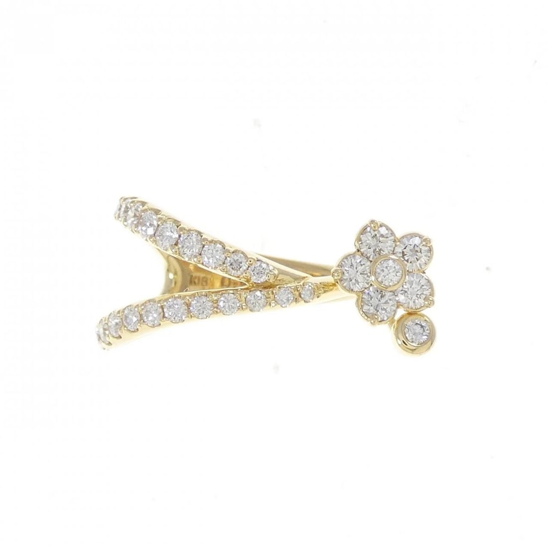K18YG FLOWER DIAMOND RING: K18YG Flower Diamond Ring Brand: Unbranded Type/Style: Diamond Ring Material: 18K Yellow Gold, Main Stone/Creation Natural Color: Yellow Gold Size: US 5 1/4 Accessories: None Accessories Notice: When