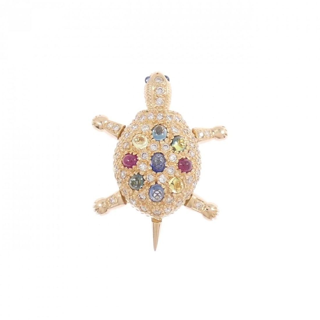 K18PG/K18YG TURTLE SAPPHIRE BROOCH: K18PG/K18YG Turtle Sapphire Brooch Brand: Unbranded Type/Style: Sapphire Pendant/Brooch Material: K18PG/K18YG, Main Stone/Creation SAPPHIRE Secondary Stone Diamond Color: PG,YG Size: Actual Size