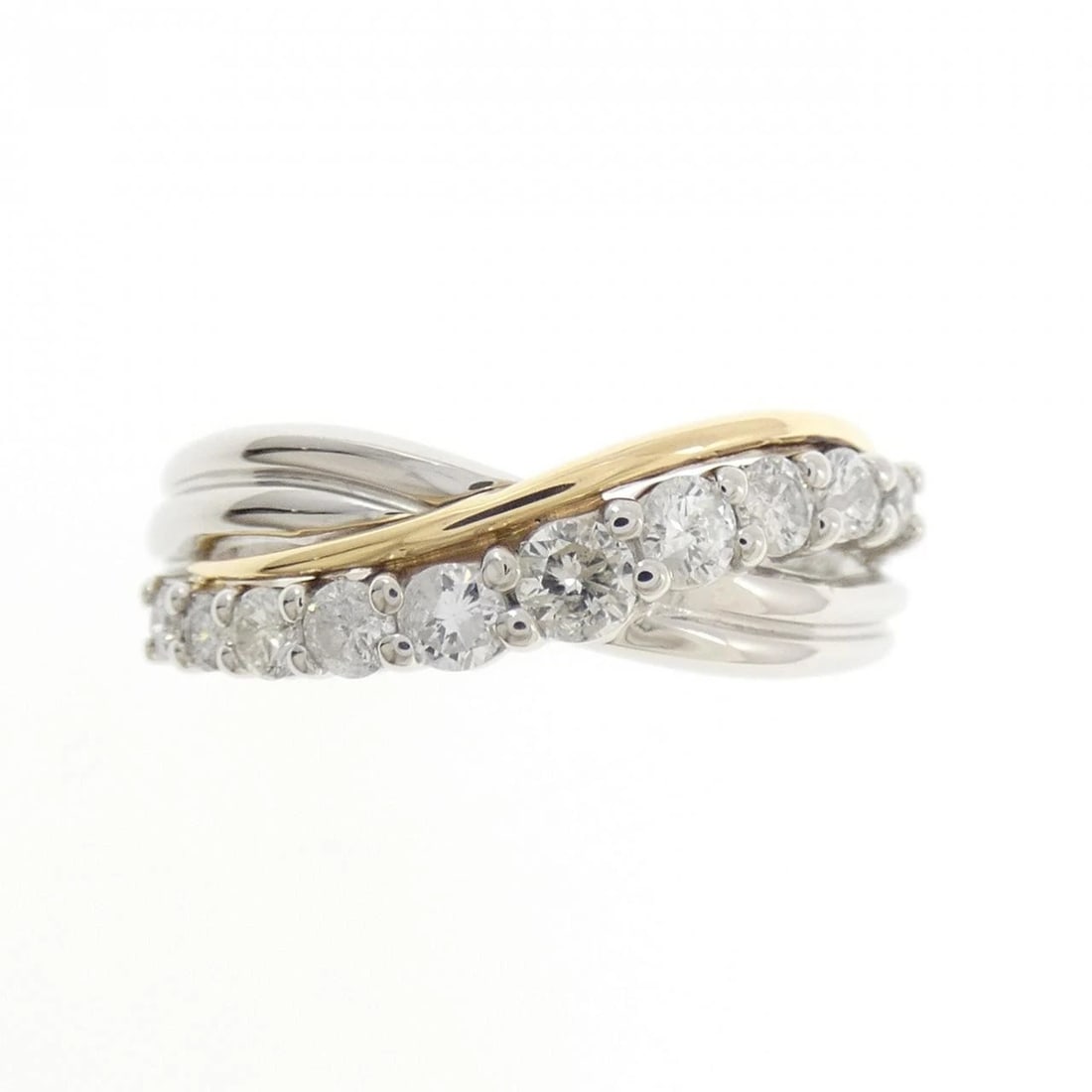 PT900/K18YG DIAMOND RING: PT900/K18YG Diamond Ring Brand: Unbranded Type/Style: Diamond Ring Material: PT900/K18YG, Main Stone/Creation Natural Color: YG,Silver Size: US 6 1/2 Accessories: None Accessories Notice: When
