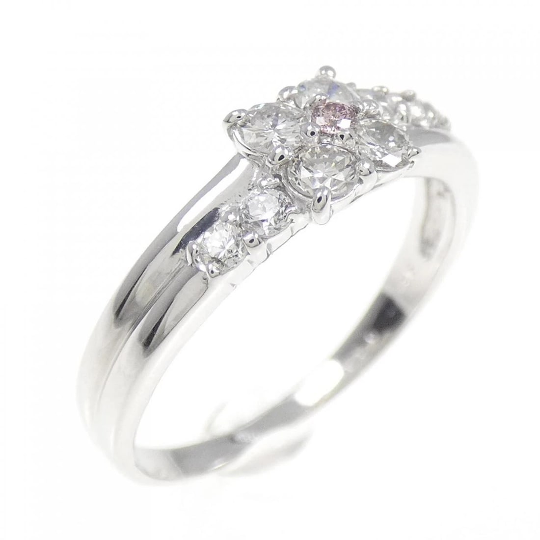 K18WG FLOWER PINK DIAMOND RING: K18WG Flower Pink Diamond Ring Brand: Unbranded Type/Style: Pink Diamond Ring Material: K18WG, Main Stone/Creation Natural Color: White Gold Size: US 6 Accessories: None Accessories Notice: When