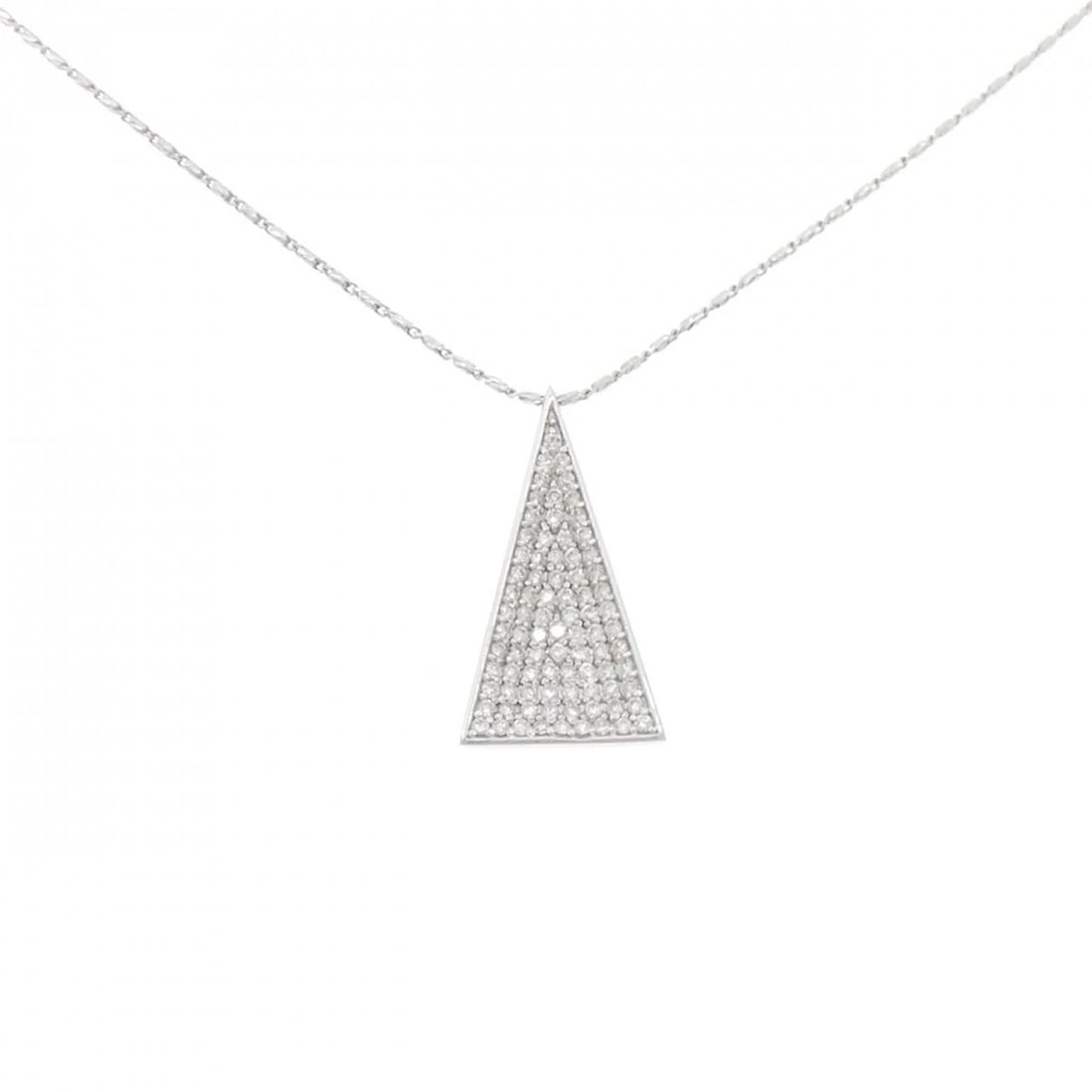 K18WG/750WG PAVE DIAMOND NECKLACE: K18WG/750WG Pave Diamond Necklace Brand: Unbranded Type/Style: Diamond Necklace Material: K18WG/750WG, Main Stone/Creation Natural Color: White Gold Size: Actual Size Pendant length approx. x width