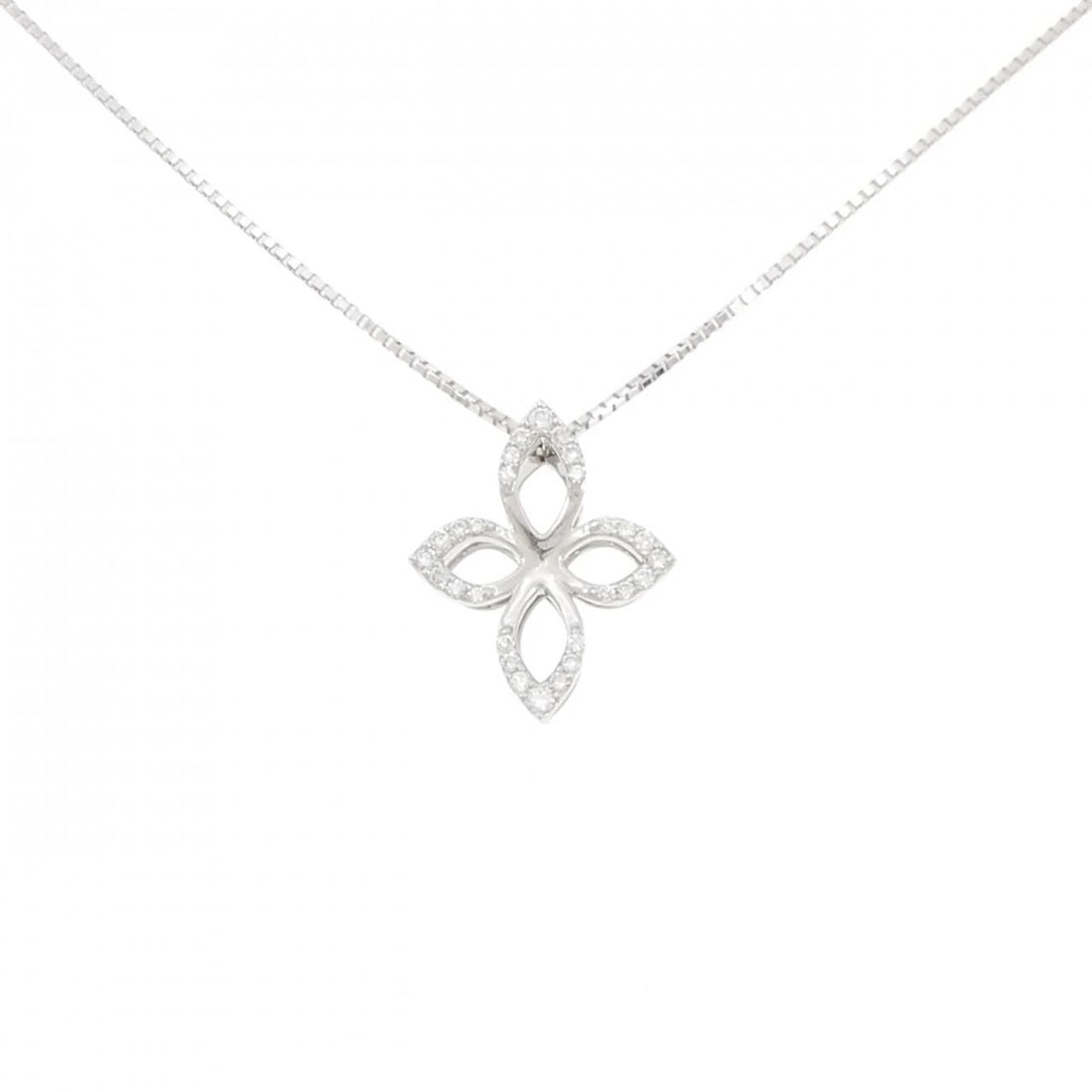 K18WG DIAMOND NECKLACE: K18WG Diamond Necklace Brand: Unbranded Type/Style: Diamond Necklace Material: K18WG, Main Stone/Creation Natural Color: White Gold Size: 45cm ctual Size Pendant length approx. x width approx.:
