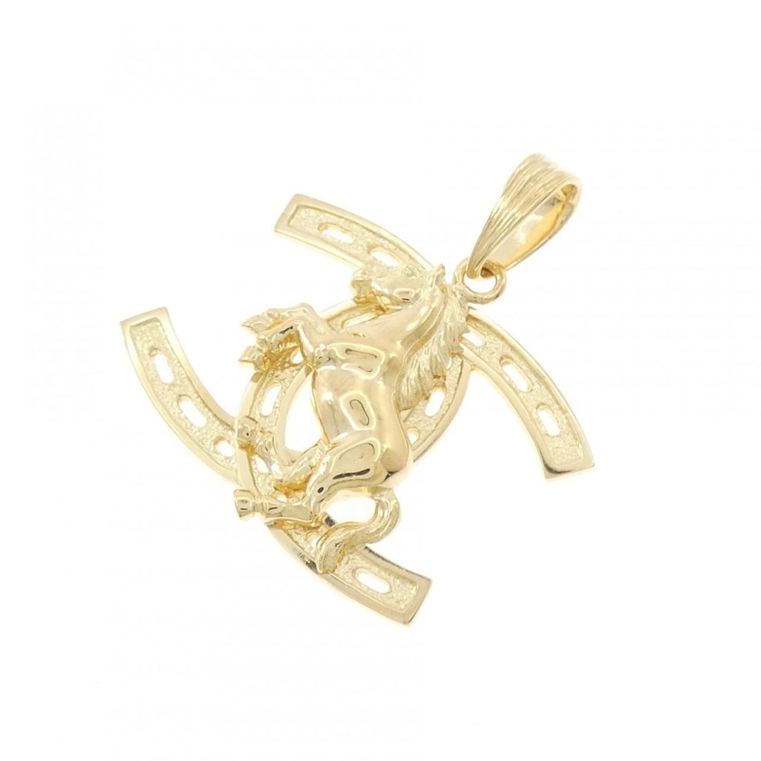 K18YG HORSE PENDANT: K18YG Horse Pendant Brand: Unbranded Type/Style: Pendant/Brooch Material: 18K Yellow Gold, Color: Yellow Gold Size: Actual Size Approximate dimensions (height x width): 32.0mm x 27.9mm Accessories: