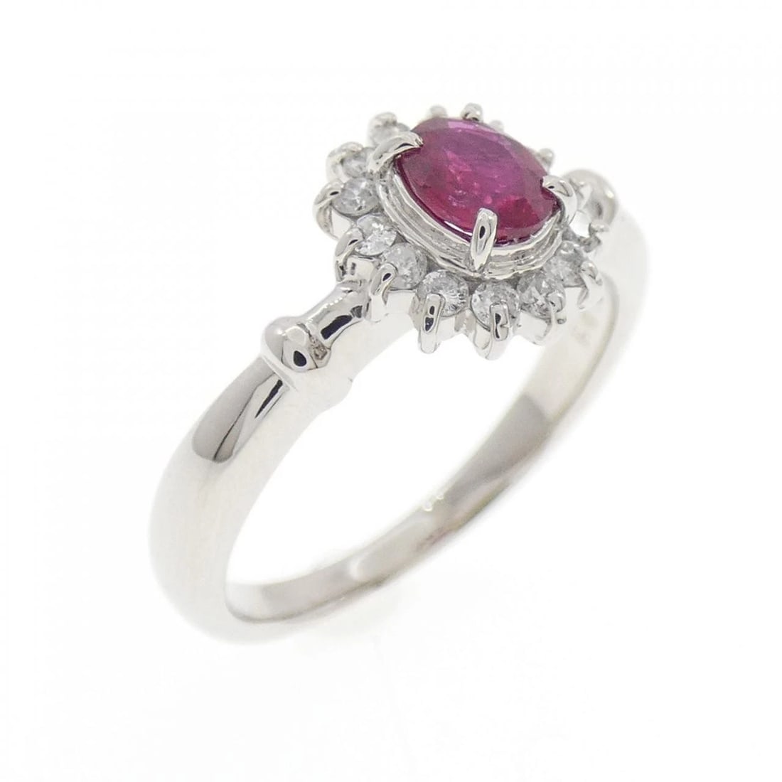 PT900 RUBY RING: PT900 Ruby Ring Brand: Unbranded Type/Style: Ruby Ring Material: PT900, Main Stone/Creation RUBY Secondary Stone Diamond Color: SILVER Size: US 4 Accessories: None Accessories Notice: When purchasing