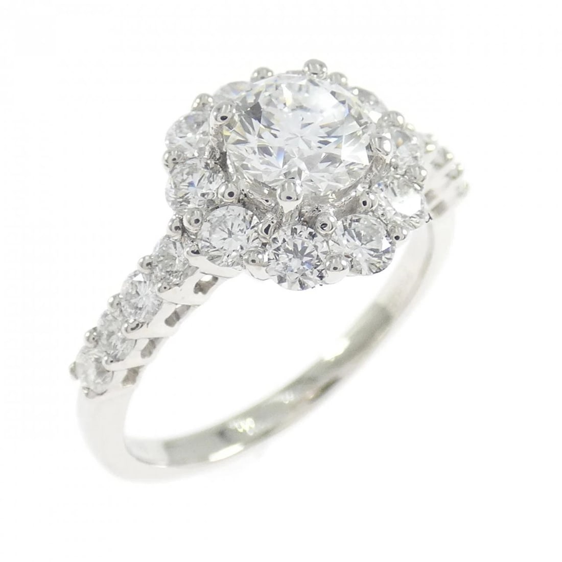 PT900 DIAMOND RING: PT900 Diamond Ring Brand: Unbranded Type/Style: Ring Material: PT900, Main Stone/Creation NATURAL Color: Silver Size: US 6 1/4 Accessories: None Accessories Notice: When purchasing pre-own
