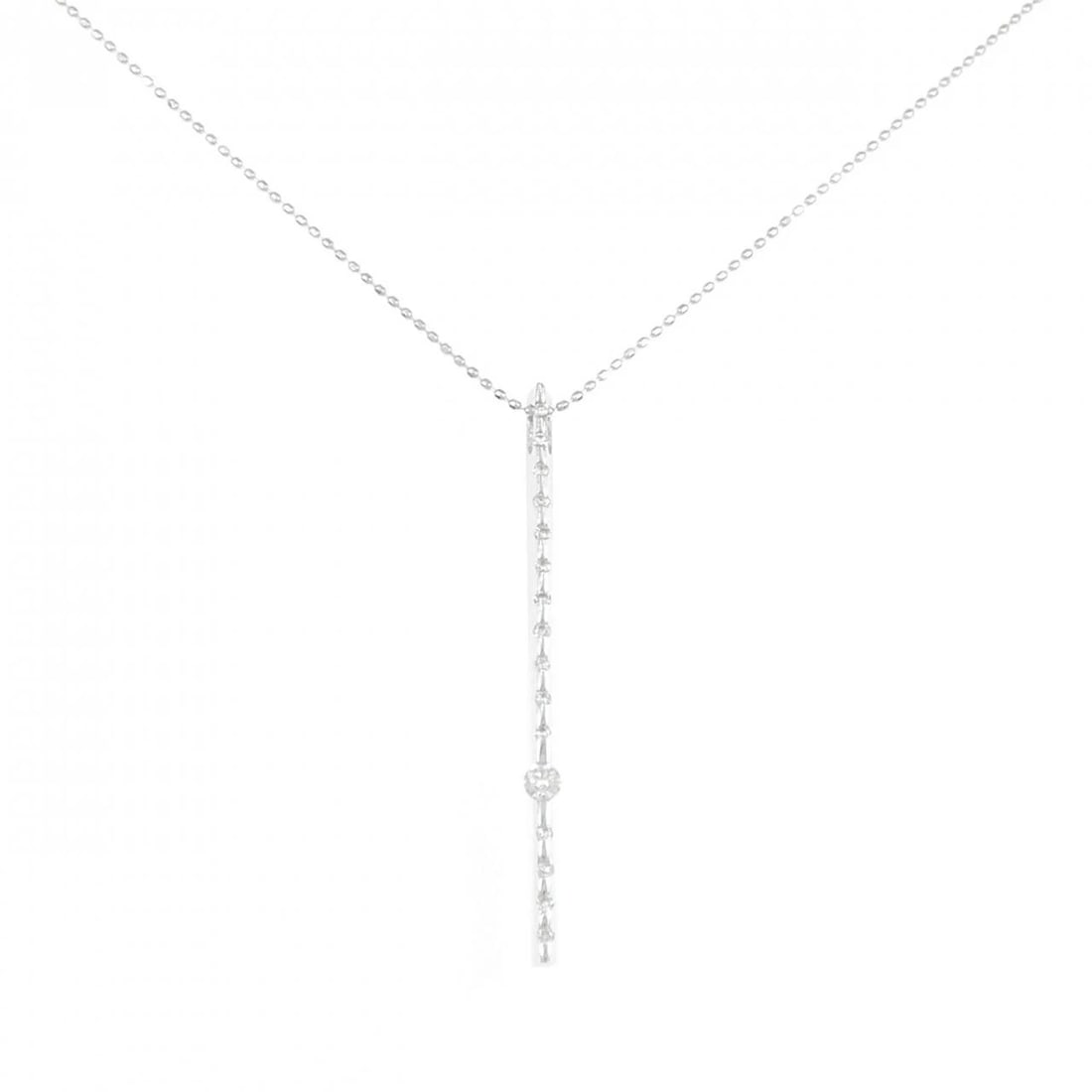 K18WG DIAMOND NECKLACE: K18WG Diamond Necklace Brand: Unbranded Type/Style: Diamond Necklace Material: K18WG, Main Stone/Creation Natural Color: WG Size: Actual Size Pendant length approx. x width approx.: 41.2mmx2.5mm