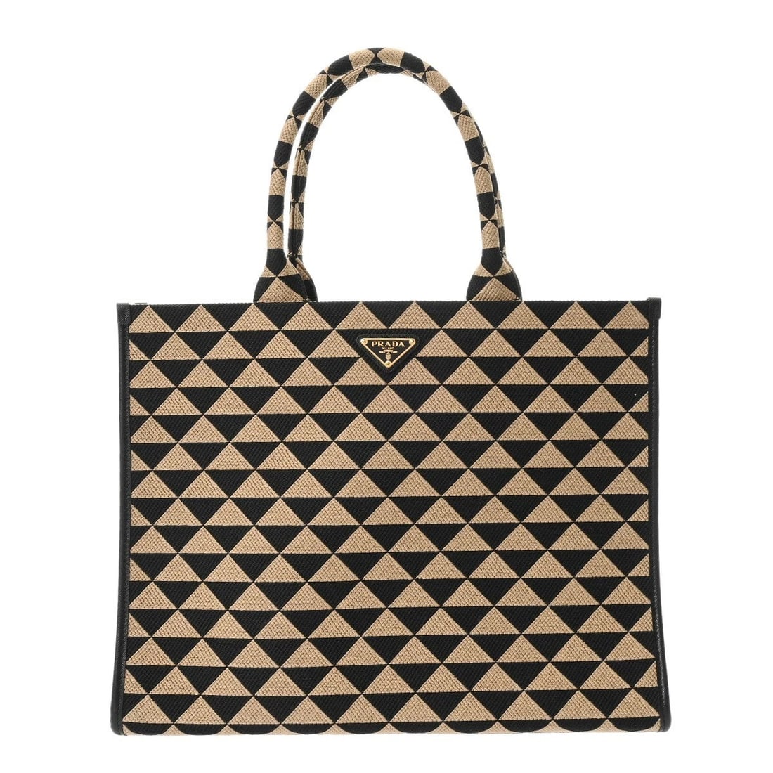 PRADA LARGE HANDBAGS BEIGE / BLACK HANDBAG (1 of 6)