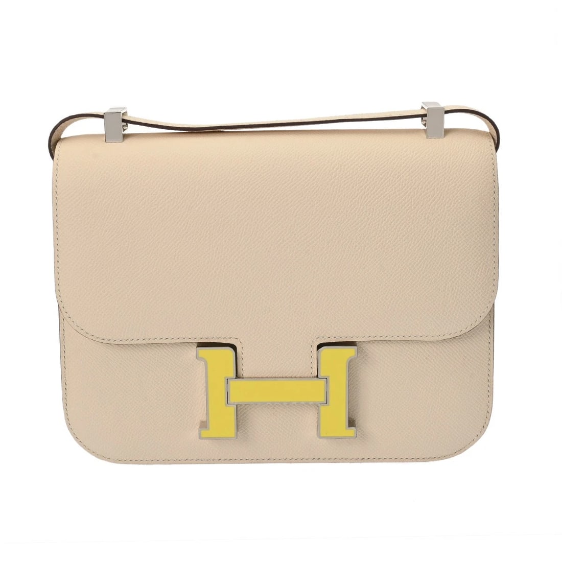 HERMES CONSTANCE MIROIR VEAU EPSOM NATA SHOULDER BAG: HERMES Constance Miroir Veau Epsom Nata Shoulder Bag Brand: HERMES Type/Style: Shoulder Bag Material: Veau Epsom Color: Nata ? Silver lacquer Metal Size: H:about 6.7inch W:about 8.9inch D:about