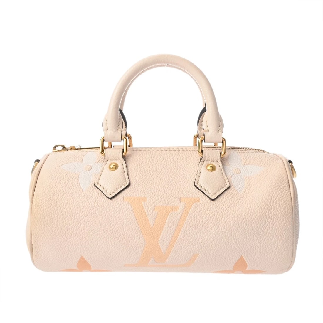LOUIS VUITTON PAPILLON BB MONOGRAM EMPREINTE LEATHER: LOUIS VUITTON Papillon BB Monogram Empreinte leather Brand: LOUIS VUITTON Type/Style: Handbag Material: leather Color: Creme/Saffron Size: H:about 3.9inch W:about 7.9inch D:about 3.9inch Accessories: