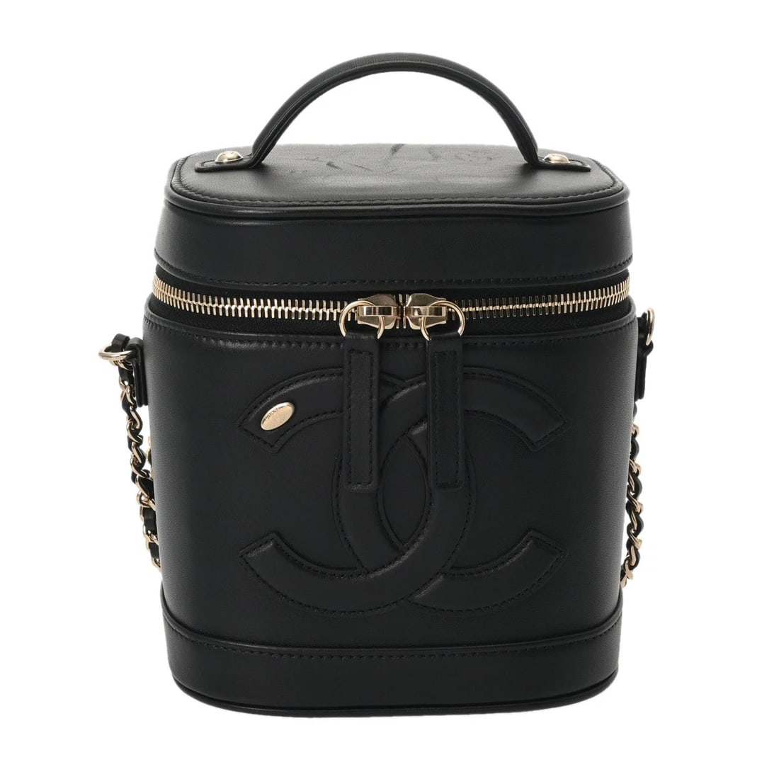 CHANEL VANITY CHAINSHOULDER 2WAY BLACK VANITY BAG: CHANEL Vanity ChainShoulder 2WAY black Vanity bag Brand: CHANEL Type/Style: Vanity bag Material: Calfskin Color: black ? Champagne Gold Metal Size: H:about 6.3inch W:about 5.9inch D:about 4.7inch