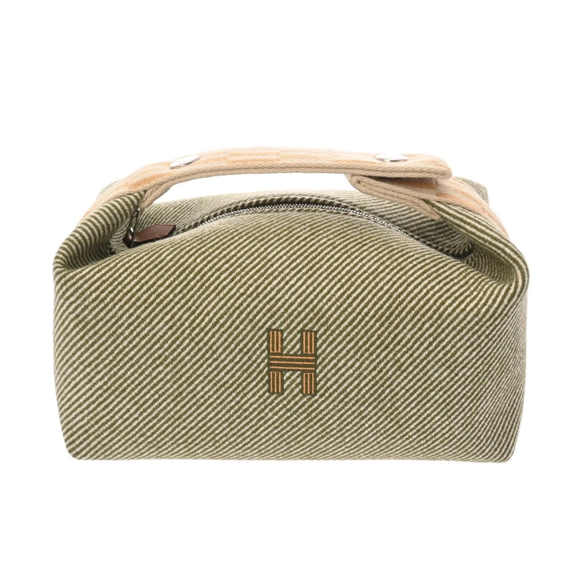 HERMES BRIDE PM COTTON/POLYAMIDE VERT FOREST HANDBAG (1 of 6)