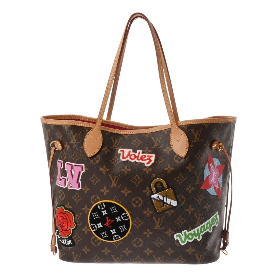 LOUIS VUITTON NEVERFULL MM PATCHES COLLECTION MONOGRAM: LOUIS VUITTON Neverfull MM Patches Collection Monogram Brand: LOUIS VUITTON Type/Style: Tote Bag Material: Monogram canvas Color: Brown Size: H:about 11.4inch W:about 12.6inch (Bottom) D:about 5.5inch