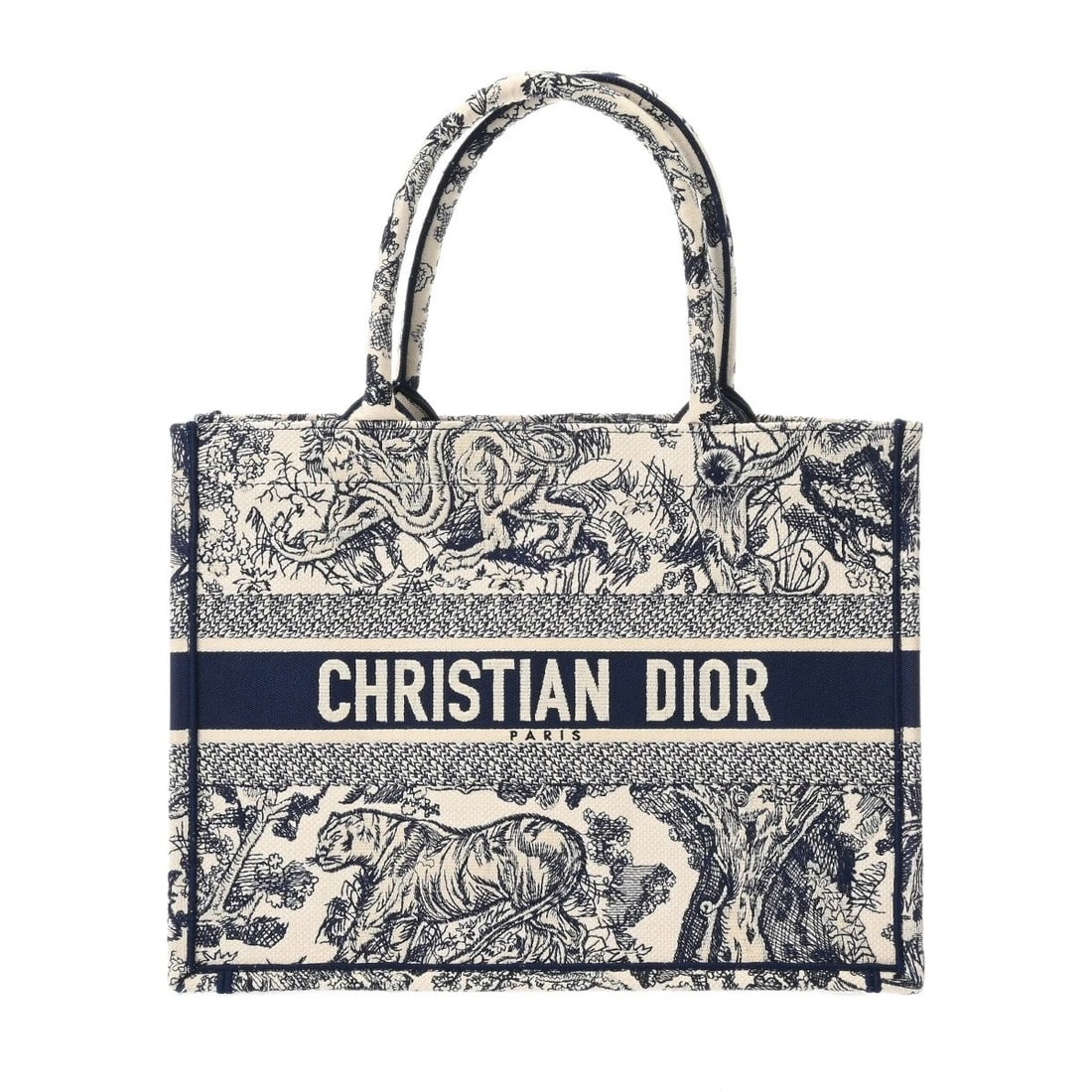 DIOR BOOK TOTE BAG, MEDIUM, TOILE DE JOUY ECRU WHITE/BLUE (1 of 6)