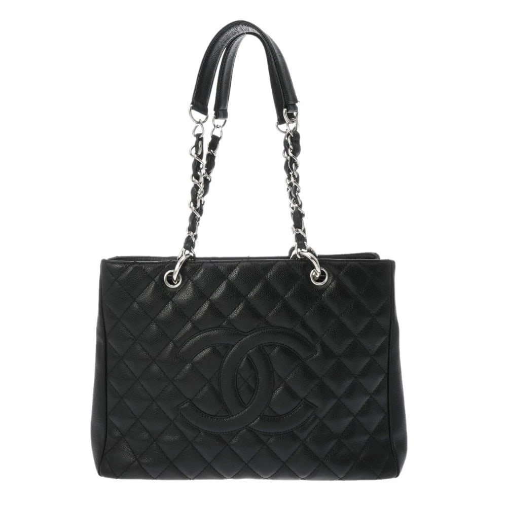 CHANEL MATRASSE CAVIARSKIN BLACK TOTE BAG: CHANEL Matrasse Caviarskin black Tote Bag Brand: CHANEL Type/Style: Tote Bag Material: Caviarskin Color: black ? SilverMetal Size: H:about 9.4inch W:about 13.4inch D:about 5.1inch Accessories: Non