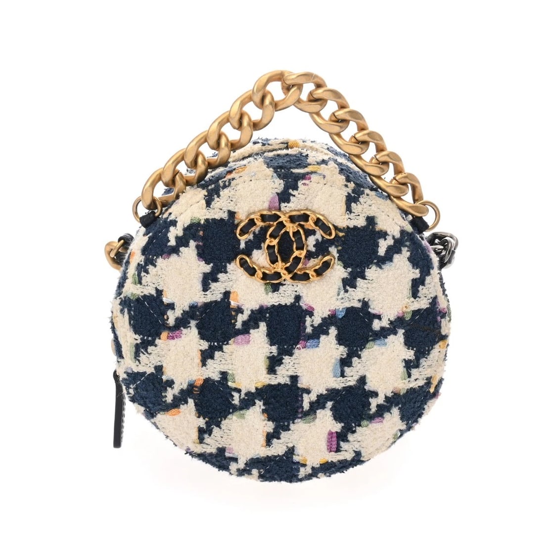 CHANEL CHAIN CLUTCH TWEED MULTICOLOR SHOULDER BAG: CHANEL Chain clutch tweed multicolor Shoulder Bag Brand: CHANEL Type/Style: Shoulder Bag Material: tweed Color: multicolor ? Antique Gold/SilverMetal Size: H:about 4.7inch W:about 4.7inch D:about