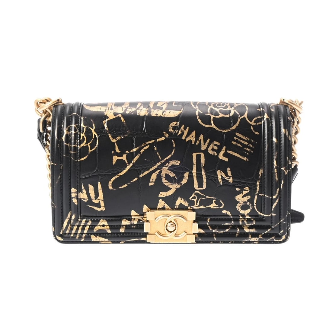 CHANEL CHAINSHOULDER BLACK SHOULDER BAG: CHANEL ChainShoulder black Shoulder Bag Brand: CHANEL Type/Style: Shoulder Bag Material: Calfskin Color: black ? Gold Metal Size: H:about 5.7inch W:about 9.8inch (maximum) D:about 3.1inch