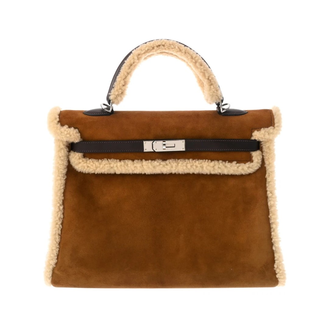 HERMES KELLY 35 MARRON HANDBAG: HERMES Kelly 35 Marron Handbag Brand: HERMES Type/Style: Handbag Material: Dobris/Mouton Color: Marron ? SilverMetal Size: H:about 10.6inch W:about 14.2inch D:about 5.3inch Accessories: None <