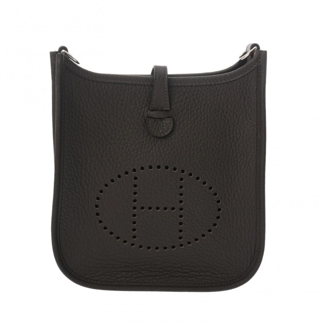 HERMES EVELYN TPM TAURILLON CLEMENCE EVENNES SHOULDER BAG: HERMES Evelyn TPM Taurillon Clemence Evennes Shoulder Bag Brand: HERMES Type/Style: Shoulder Bag Material: Taurillon Clemence Color: Evennes ? SilverMetal Size: H:about 7.1inch W:about 6.7inch D:about