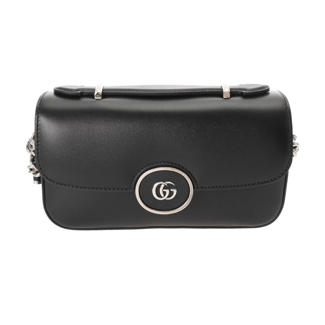 GUCCI SHOULDER BAG DOUBLE G LEATHER BLACK SHOULDER BAG (1 of 6)