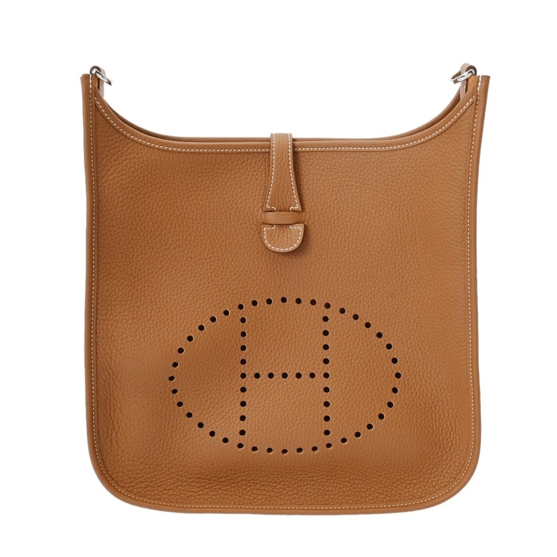 HERMES EVELYN 3 PM TAURILLON CLEMENCE GOLD SHOULDER BAG: HERMES Evelyn 3 PM Taurillon Clemence gold Shoulder Bag Brand: HERMES Type/Style: Shoulder Bag Material: Taurillon Clemence Color: gold ? SilverMetal Size: H:about 11.0inch (Center) W:about 11.0inch (
