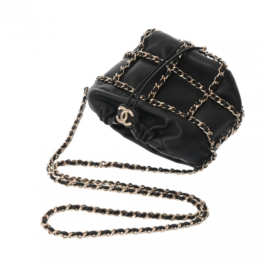 CHANEL DRAWSTRING CHAINSHOULDER MATRASSE LAMBSKIN BLACK - 3