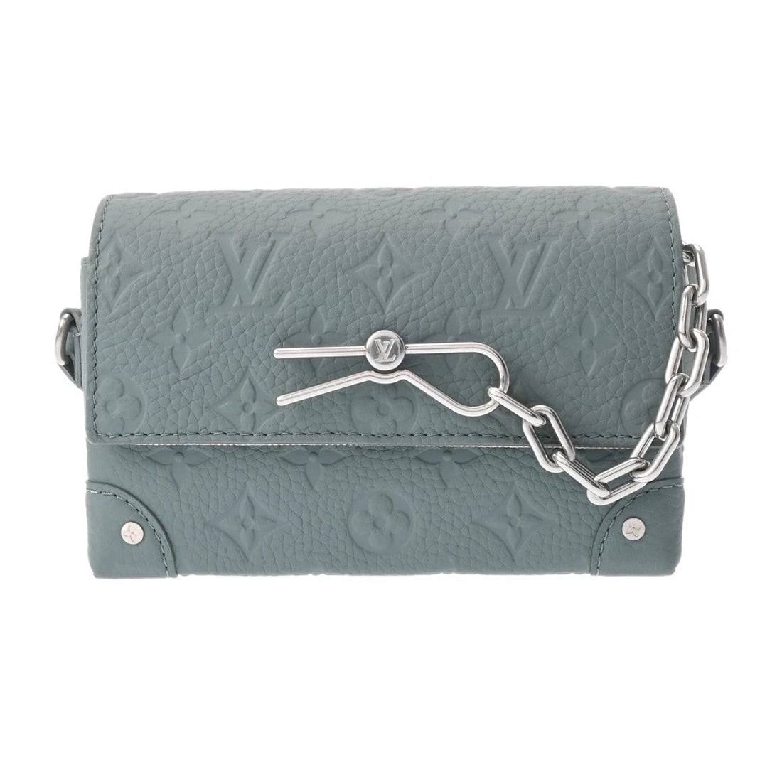 LOUIS VUITTON STEAMER WALLET MONOGRAM SHOULDER BAG: LOUIS VUITTON Steamer Wallet Monogram Shoulder Bag Brand: LOUIS VUITTON Type/Style: Shoulder Bag Material: Taurillon Leather Color: Verde Size: H:about 4.7inch (Center) W:about 6.9inch (Bottom)