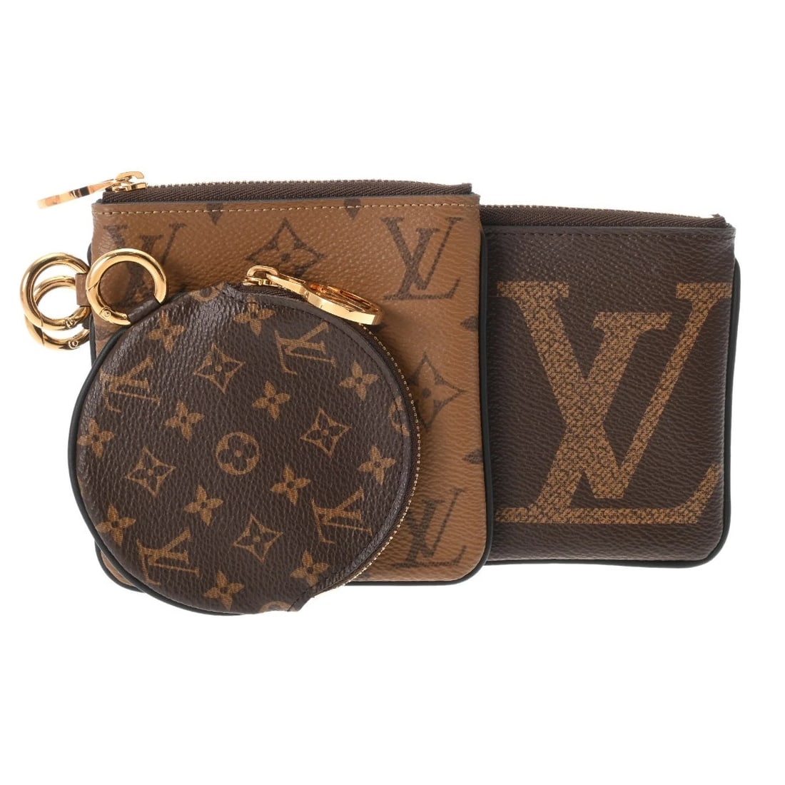 LOUIS VUITTON POCHETTE TRIO MONOGRAM GIANT: LOUIS VUITTON Pochette Trio Monogram giant Brand: LOUIS VUITTON Type/Style: Accessory pouch Material: Monogram canvas Color: Brown Size: H:about 4.1inch W:about 7.5inch Accessories: None Accessories