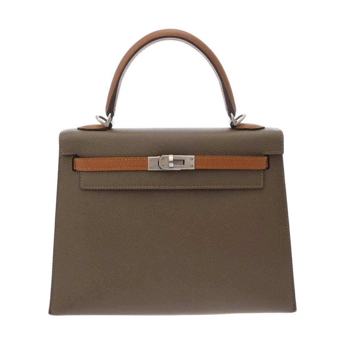 HERMES KELLY 25 OUTSIDE STITCHING SP ETOUPE/GOLD HANDBAG: HERMES Kelly 25 Outside stitching SP Etoupe/Gold Handbag Brand: HERMES Type/Style: Handbag Material: Veau Epsom Color: Etoupe/Gold ? Matt Silver Metal Size: H:about 7.1inch W:about 9.8inch (Bottom)