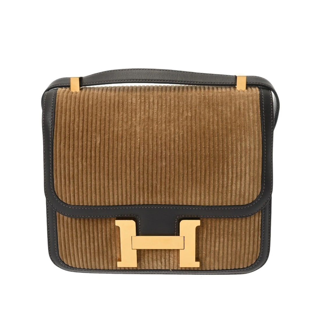HERMES CONSTANCE 3 24 VAUX SWIFT/CORDUROY EBENE/CARAMEL SHOULDER BAG (1 of 6)