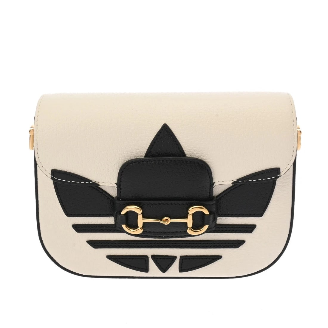 GUCCI SMALL SHOULDER HORSEBIT LEATHER WHITE / BLACK: GUCCI Small Shoulder Horsebit leather White / black Brand: GUCCI Type/Style: Shoulder Bag Material: leather Color: White / black ? Gold Metal Size: H:about 5.9inch W:about 7.9inch D:about 2.0inch