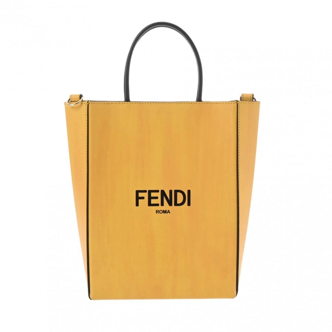 FENDI SMALL SHOPPING BAGS LEATHER YELLOW HANDBAG: FENDI Small shopping bags leather yellow Handbag Brand: FENDI Type/Style: Handbag Material: leather Color: yellow ? Gold Metal Size: H:about 9.8inch W:about 7.5inch (Bottom) D:about 3.1inch