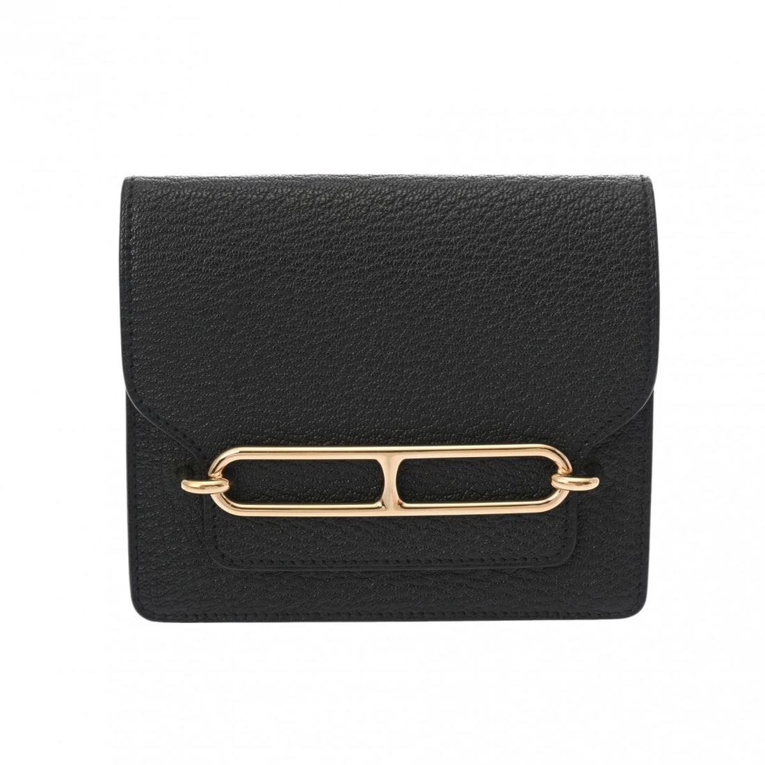 HERMES RURI SLIM WALLET SHAVE BLACK UNISEX BIFOLD WALLET: HERMES Ruri Slim Wallet Shave black unisex Bifold Wallet Brand: HERMES Type/Style: Bifold Wallet Material: Shave Color: black ? Gold Metal Size: H:about 4.1inch W:about 4.9inch Accessories: None <
