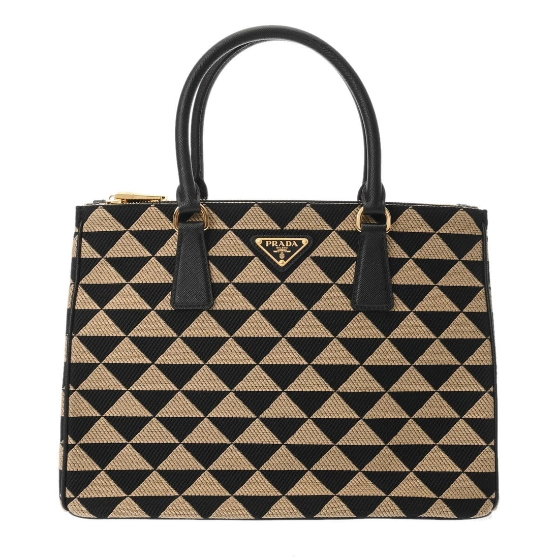 PRADA GALLERIA LARGE BAG 2WAY BEIGE / BLACK HANDBAG (1 of 6)