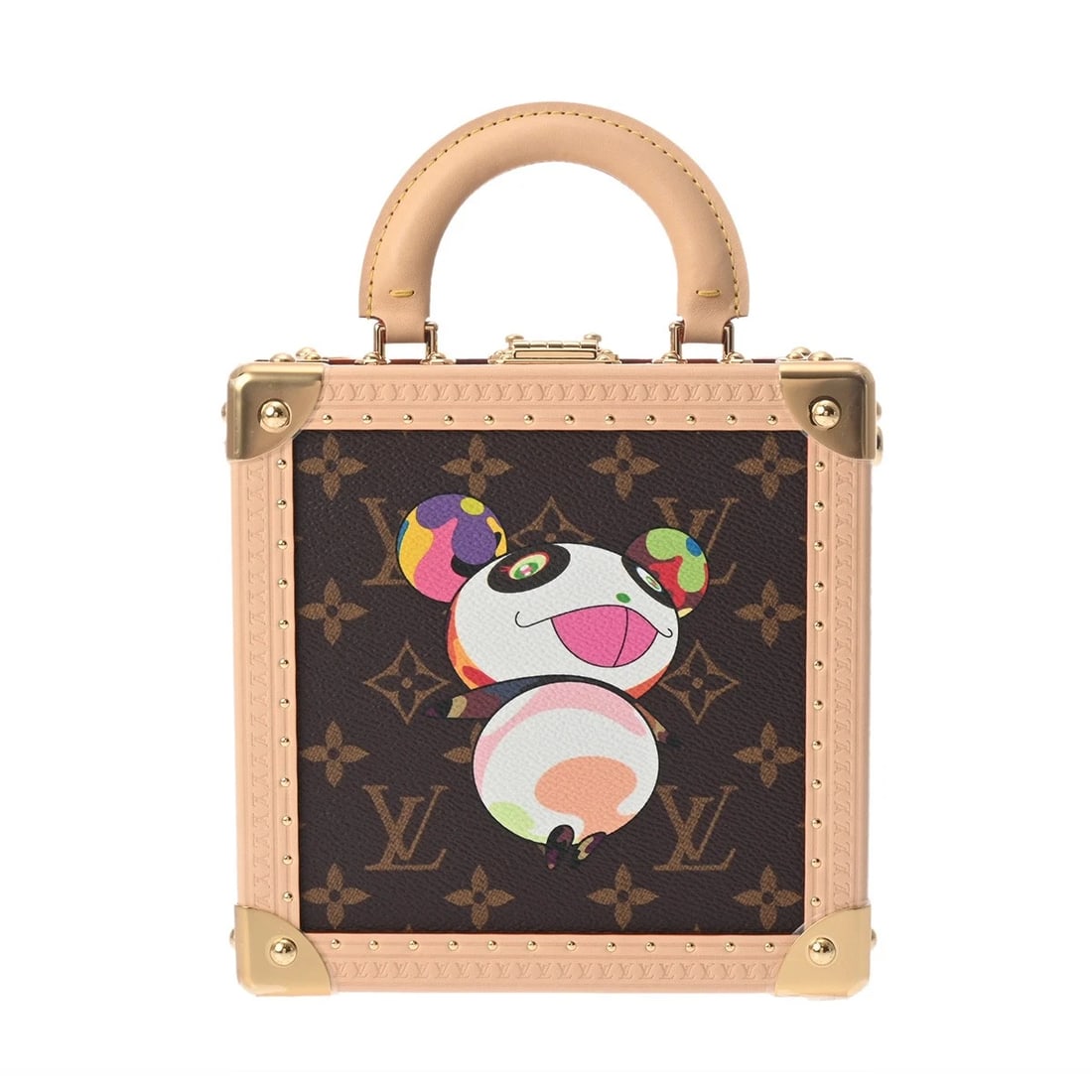 LOUIS VUITTON LVXTM MINI SQUARE TRUNK TAKASHI MURAKAMI 2-WAY: LOUIS VUITTON LVxTM Mini Square Trunk Takashi Murakami 2-Way Brand: LOUIS VUITTON Type/Style: Handbag Material: Monogram canvas Color: Brown Size: H:about 7.1inch W:about 7.1inch D:about 3.3inch