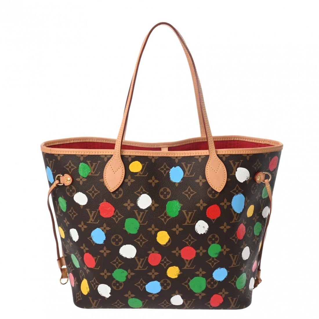 LOUIS VUITTON NEVERFULL MM MONOGRAM PAINTED DOTS LEATHER: LOUIS VUITTON Neverfull MM Monogram Painted Dots leather Brand: LOUIS VUITTON Type/Style: Tote Bag Material: leather Color: Brown Size: H:about 11.0inch W:about 12.2inch (Bottom) D:about 6.3inch