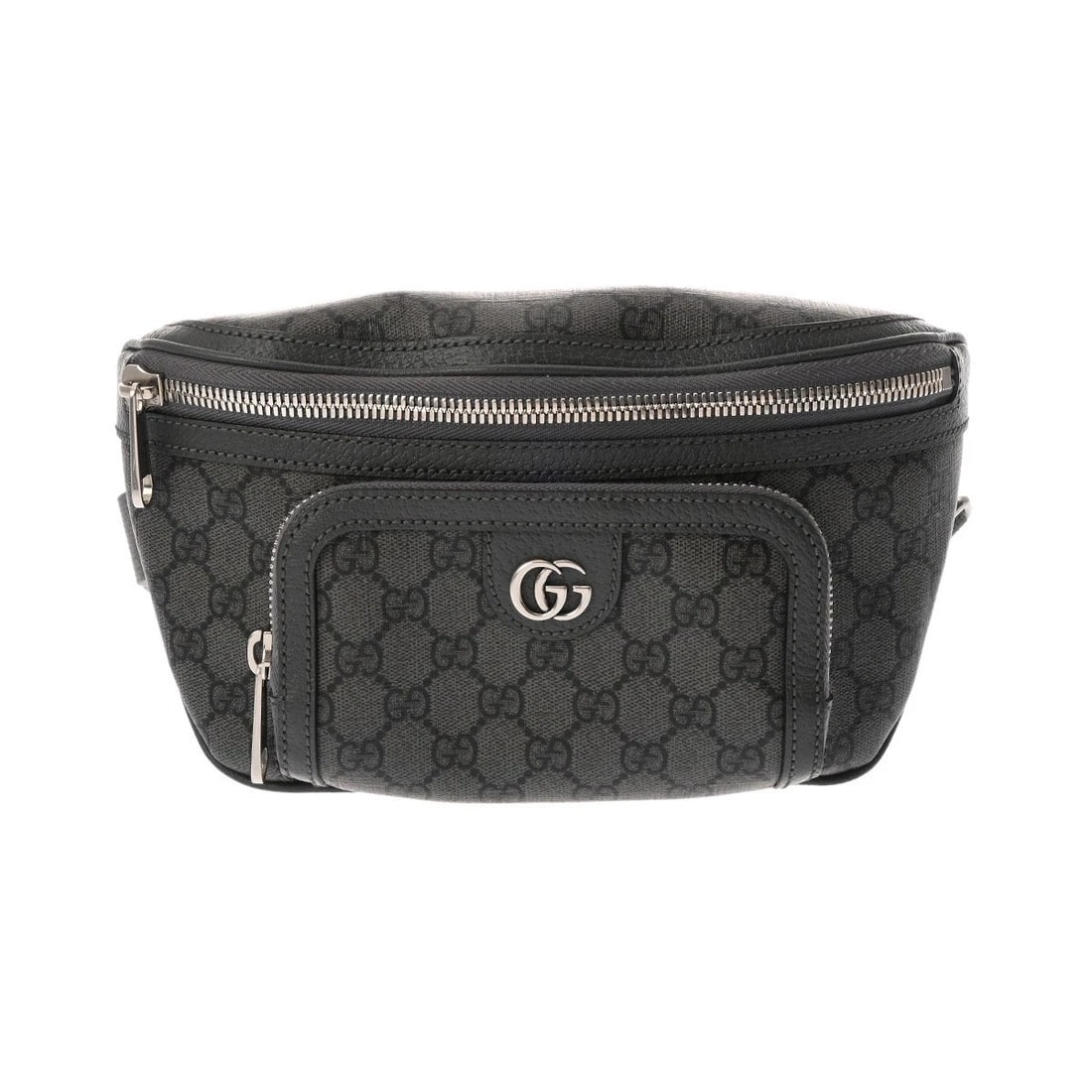 GUCCI MEDIUM BELT BAG SUPREME CANVAS/LEATHER: GUCCI medium belt bag Supreme Canvas/leather Brand: GUCCI Type/Style: body bag Material: GG Supreme Canvas/leather Color: Gray / black ? SilverMetal Size: H:about 6.5inch W:about 11.0inch D:about