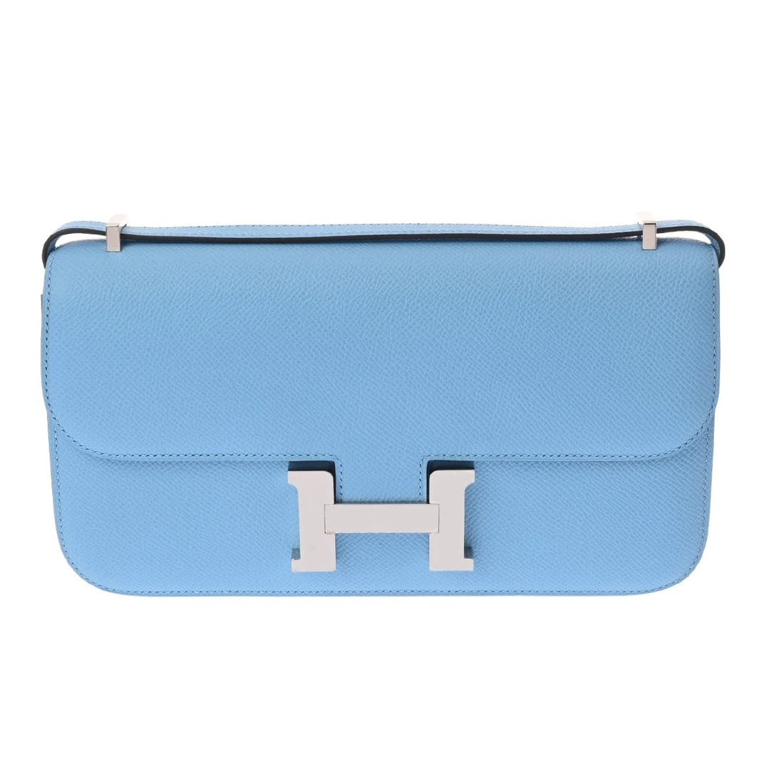 HERMES CONSTANCE MIROIR VEAU EPSOM SHOULDER BAG: HERMES Constance Miroir Veau Epsom Shoulder Bag Brand: HERMES Type/Style: Shoulder Bag Material: Veau Epsom Color: Celest ? SilverMetal Size: H:about 5.1inch W:about 9.4inch D:about 1.2inch