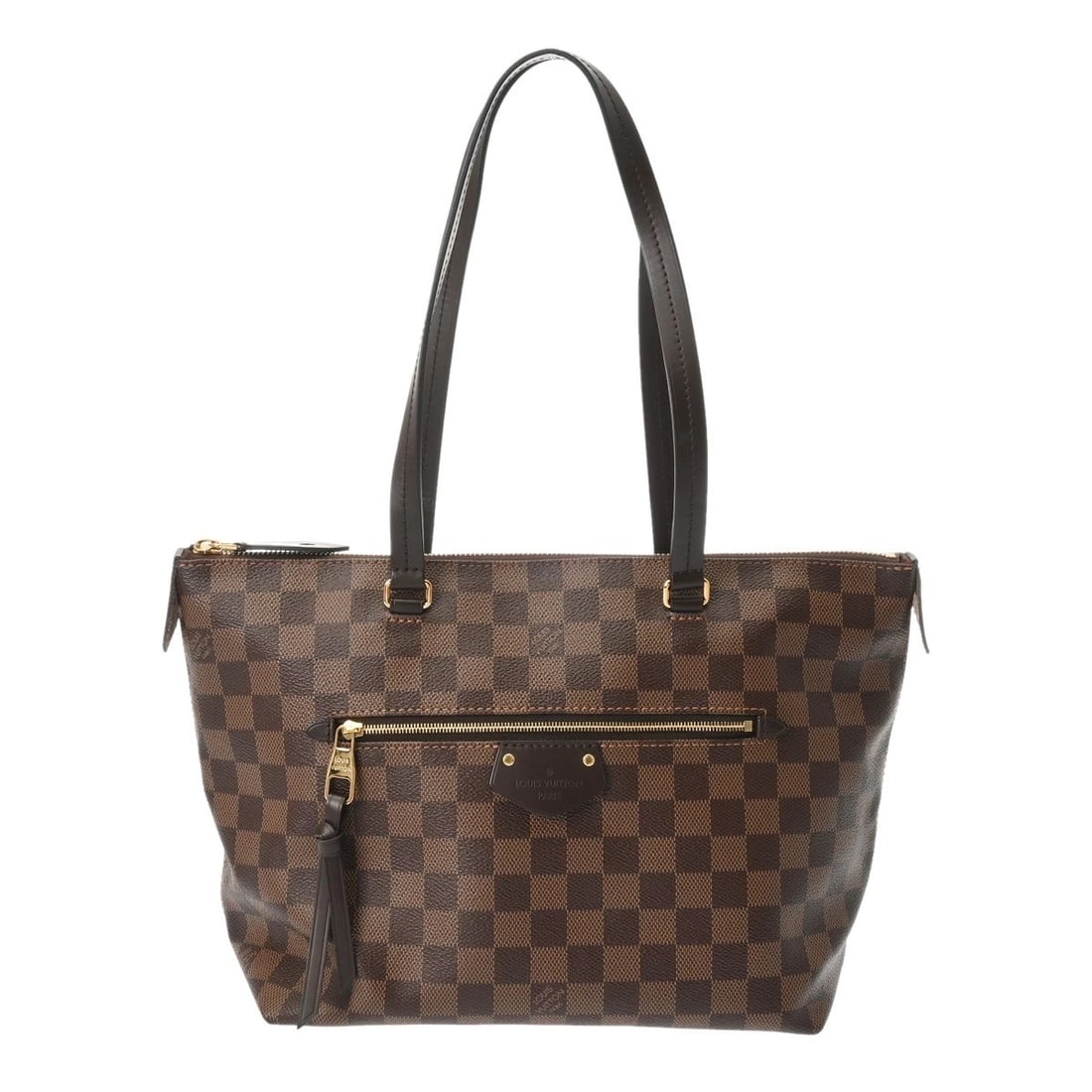 LOUIS VUITTON JENA PM DAMIER CANVAS BROWN TOTE BAG: LOUIS VUITTON Jena PM Damier canvas Brown Tote Bag Brand: LOUIS VUITTON Type/Style: Tote Bag Material: Damier canvas Color: Brown ? Gold Metal Size: H:about 9.3inch W:about 10.0inch (Bottom) D:about 5